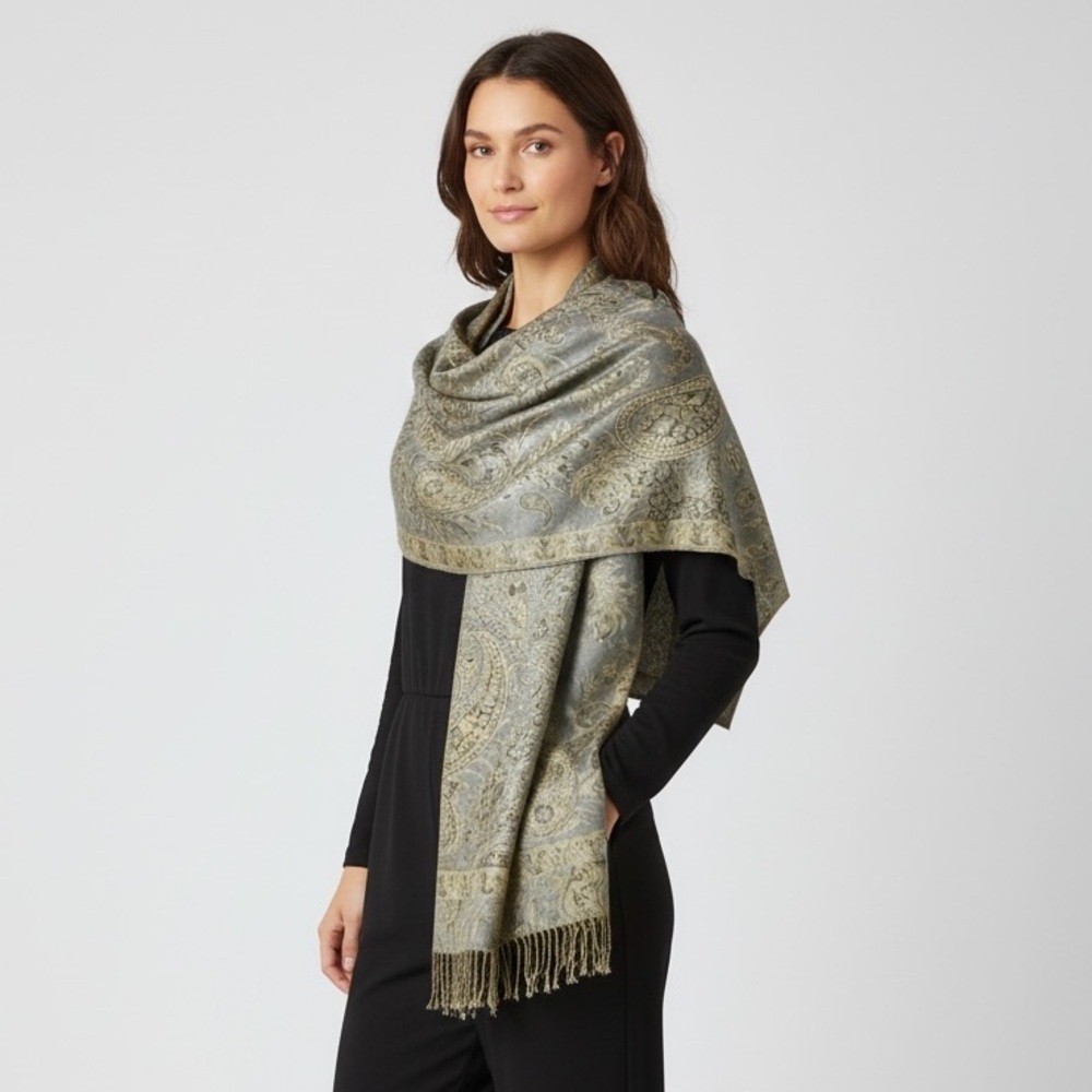 West Loop Metallic Jacquard Pashmina